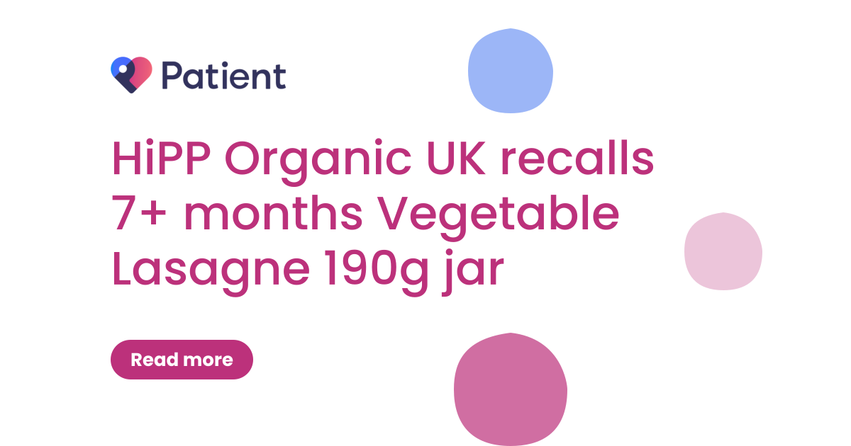 HiPP Organic UK recalls 7+ months Vegetable Lasagne 190g jar